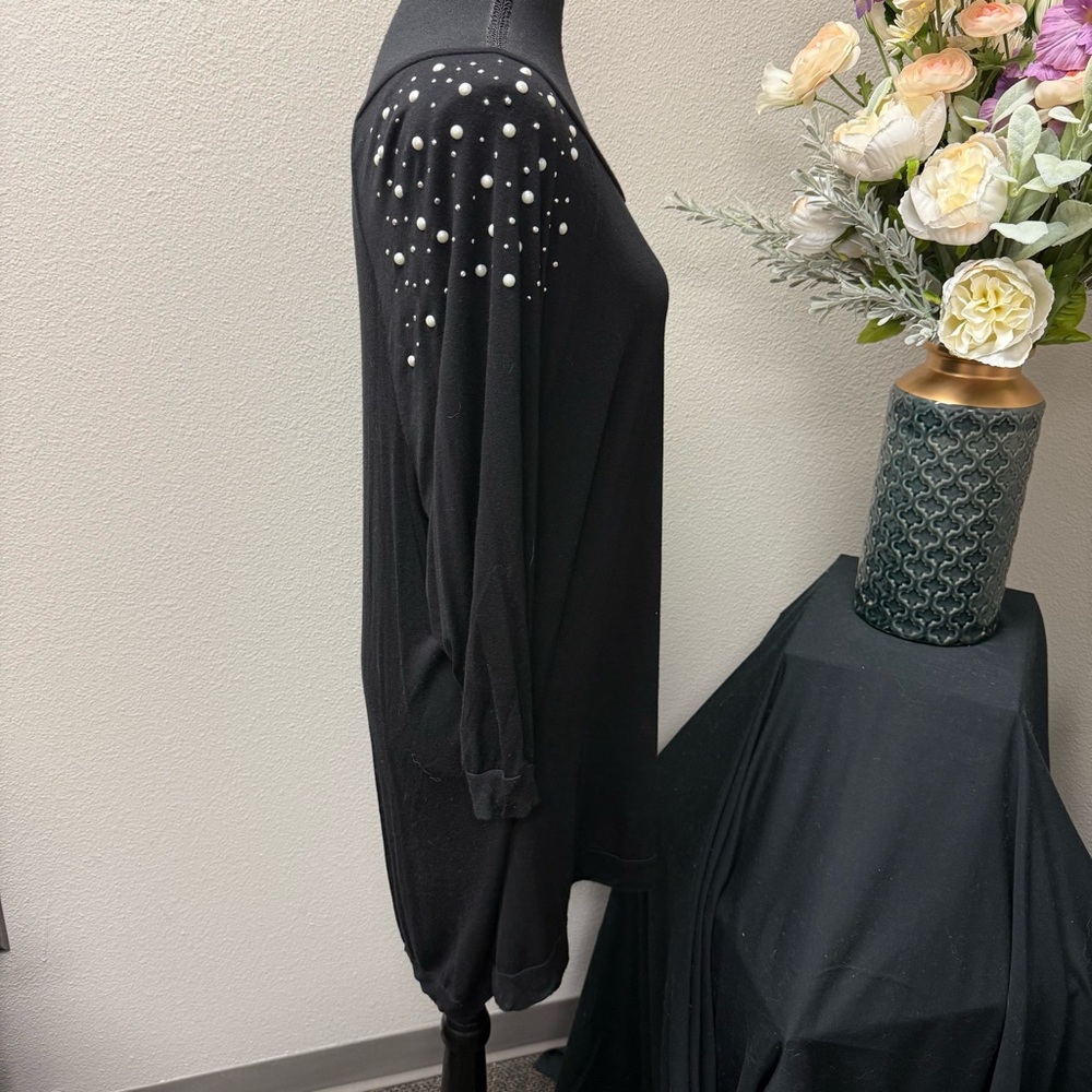 Ocasión Black Embellished Pearl Shoulder Dolman Sleeve Tunic Top 2X - Picture 4 of 7